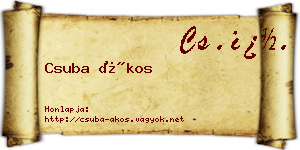 Csuba Ákos névjegykártya